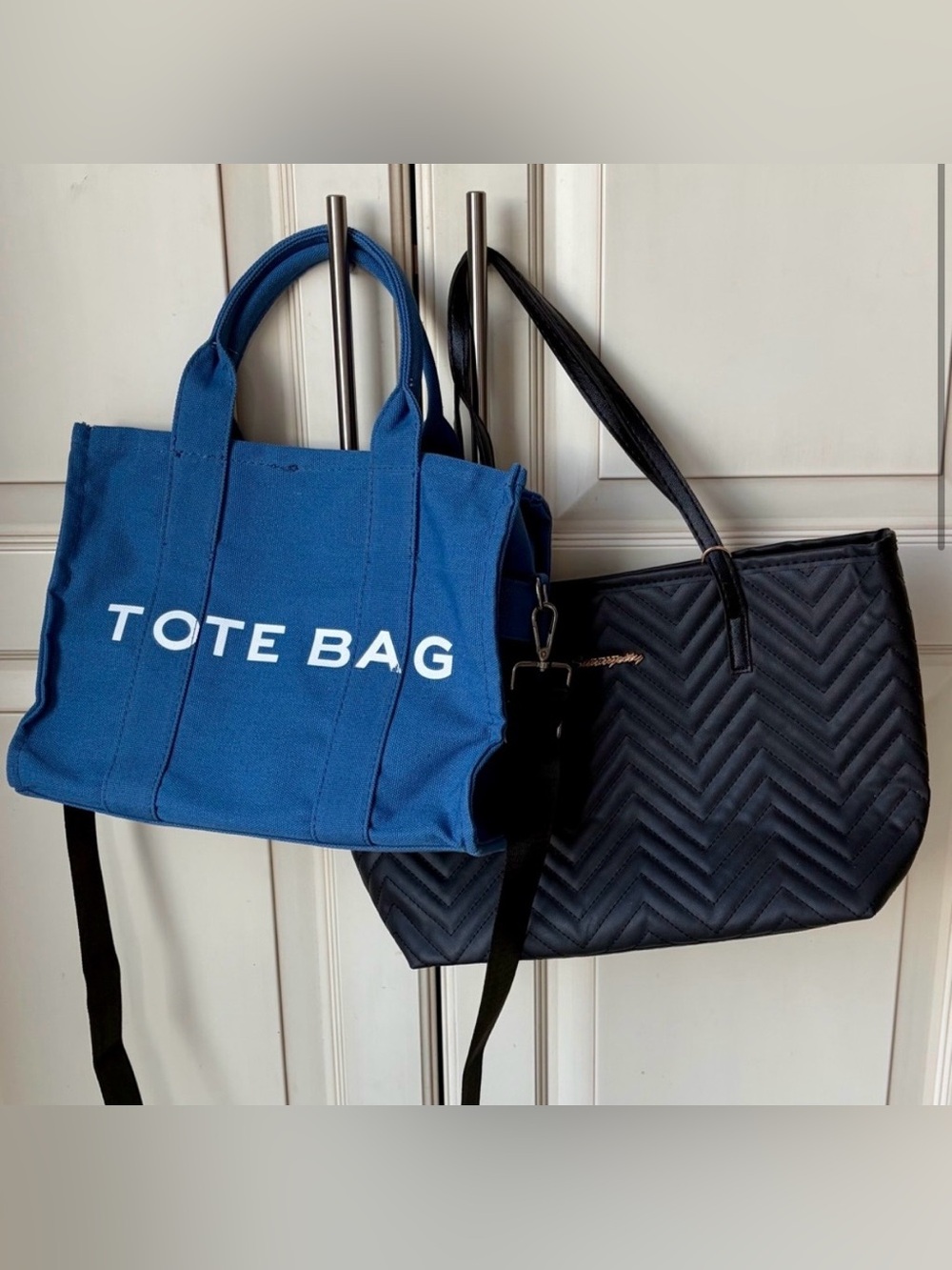 Blue Tote Bag and Black quilted tote. Never used.